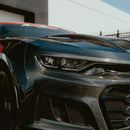 2019-2025 Chevy Camaro SS RS LT Black Panther ZL1 1LE 1PC Full Gloss Carbon Fiber Track Package Front Bumper Conversion for RS Headlights-37