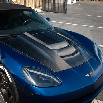 2005-2013 Corvette C6 Carbon Fiber ZR1-Style Double-Sided Vented Hood - 0