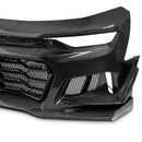 2019-2025 Chevy Camaro SS RS LT Black Panther ZL1 1LE 1PC Full Gloss Carbon Fiber Track Package Front Bumper Conversion for RS Headlights-7