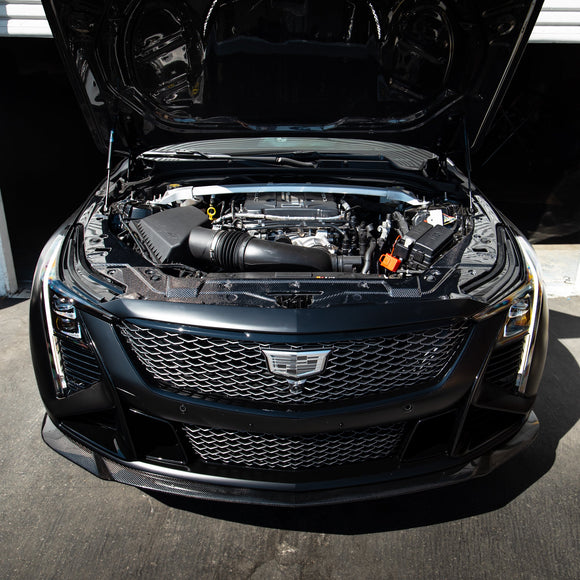 2025-2026 Cadillac CT5-V Blackwing Engine Panel Trim Radiator Cover Gloss Carbon Fiber 3pc Kit
