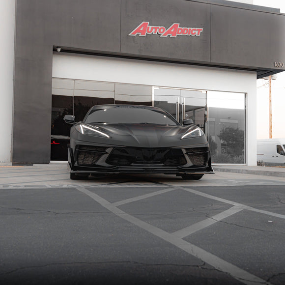 2020-2024 Corvette C8 Stingray Evo Style Front Lower Chin Splitter Gloss Black