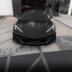 2020-2024 Corvette C8 Stingray Evo Style Front Lower Chin Splitter Gloss Black - 0