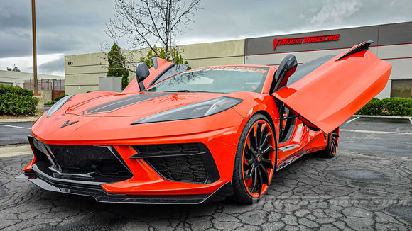 ZLR Door Conversion Kit installed on Ray's Chevrolet Corvette C8. Installation and manufacturing done by Vertical Doors, Inc.