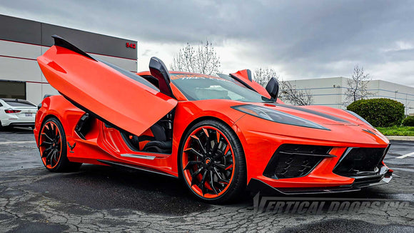 ZLR Door Conversion Kit installed on Ray's Chevrolet Corvette C8. Installation and manufacturing done by Vertical Doors, Inc.