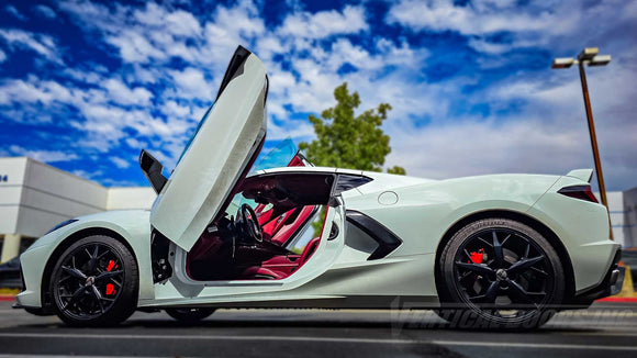 Gregorie’s Chevrolet Corvette C8 from California with a new set of Vertical Doors Conversion Kit installed by the BEST, Vertical Doors, Inc., VDCCHEVYCORC820, 1LT, 2LT, 3LT, Z51, Z06, C8R, Z8ZR1, Stingray, Eray, Vette, Corvette, lambo doors, vertical doors, door conversion, scissor doors, butterfly doors, wing doors, Corvette C8 lambo doors, Corvette C8 vertical doors, Corvette C8 door conversion, Corvette C8 scissor doors, Corvette C8 butterfly doors, Corvette C8 wing doors,