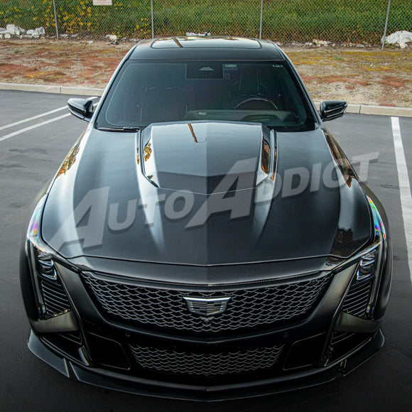 2020-2026 Cadillac CT5/V-Blackwing Heritage Spec Pre-Preg V-Shaped Double Sided Carbon Fiber Hood