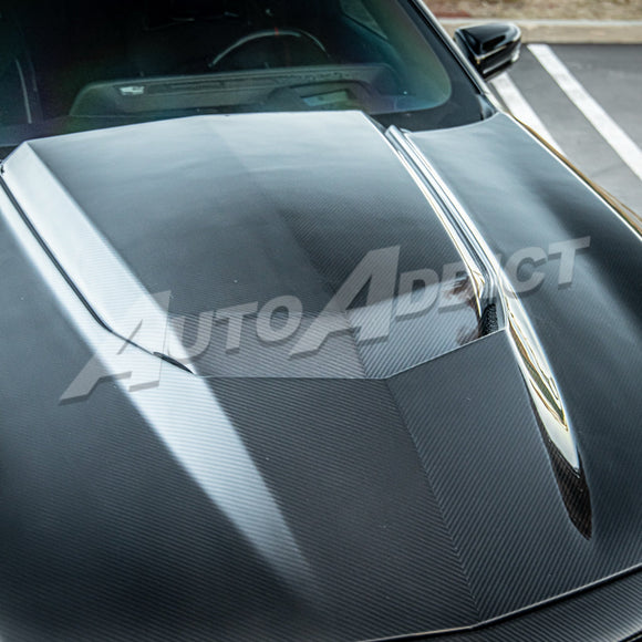 2020-2026 Cadillac CT5/V-Blackwing Heritage Spec Pre-Preg V-Shaped Double Sided Carbon Fiber Hood