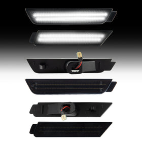 2010-2015 Chevrolet Camaro Smoked White LED Side Markers Set - 0