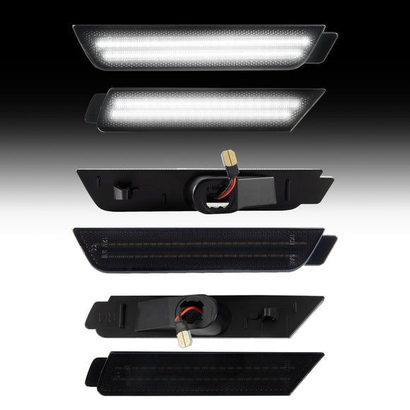 2010-2015 Chevrolet Camaro Smoked White LED Side Markers Set