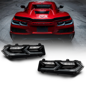 2020-2026 Corvette C8 Euro Smoke Style LED Taillights Amber Sequential Pair