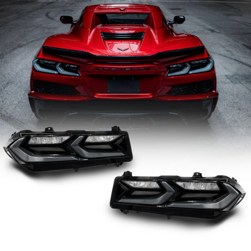 2020-2026 Corvette C8 Euro Smoke Style LED Taillights Amber Sequential Pair