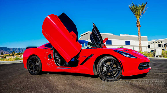 Chevrolet Corvette C7 2014-2019 Lambo Door Conversion Kit by Vertical Doors Inc., vette, Corvette, Chevy,  VDCCHEVYCORC714, lambo doors, vertical doors, door conversion, scissor doors, butterfly doors, wing doors,