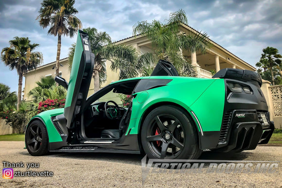 Chevrolet Corvette C7 2014-2019 Lambo Door Conversion Kit by Vertical Doors Inc., vette, Corvette, Chevy,  VDCCHEVYCORC714, lambo doors, vertical doors, door conversion, scissor doors, butterfly doors, wing doors,
