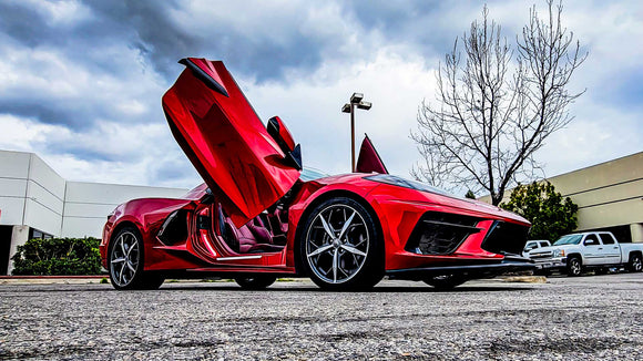Chevrolet Corvette C8 Lambo Door Conversion Kit by Vertical Doors Inc. VDCCHEVYCORC820, Chevy, vette, c8, lambo doors, vertical doors, scissor doors, door conversion