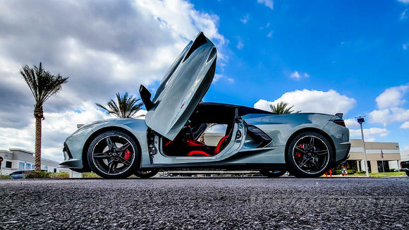Chevrolet Corvette C8 Lambo Door Conversion Kit by Vertical Doors Inc. VDCCHEVYCORC820, Chevy, vette, c8, lambo doors, vertical doors, scissor doors, door conversion