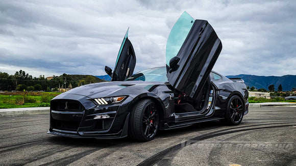 Ford Mustang 2015-2023 Lambo Door Conversion Kit by Vertical Doors Inc. VDCFM15, ford mustang, ford, mustang, 6thgen, stang, lambo doors, vertical doors, door conversion, scissor doors, butterfly doors, wing doors,