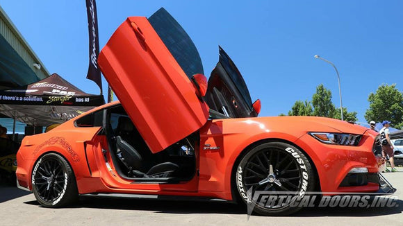Ford Mustang 2015-2023 Lambo Door Conversion Kit by Vertical Doors Inc. VDCFM15, ford mustang, ford, mustang, 6thgen, stang, lambo doors, vertical doors, door conversion, scissor doors, butterfly doors, wing doors,