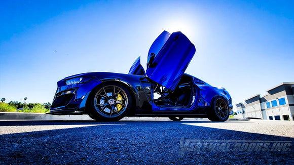Ford Mustang 2015-2023 Lambo Door Conversion Kit by Vertical Doors Inc. VDCFM15, ford mustang, ford, mustang, 6thgen, stang, lambo doors, vertical doors, door conversion, scissor doors, butterfly doors, wing doors,