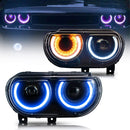 2008-2014 Dodge Challenger RGB Color Change OEM Replica Headlights Projector LED Lights-1