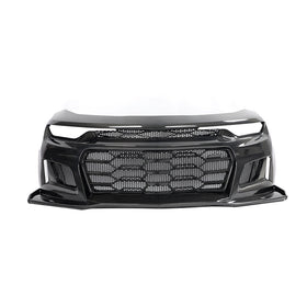 2019-2025 Chevy Camaro SS RS LT Black Panther ZL1 1LE 1PC Full Gloss Carbon Fiber Track Package Front Bumper Conversion for RS Headlights - 0
