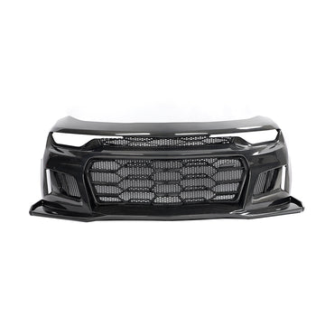 2019-2025 Chevy Camaro SS RS LT Black Panther ZL1 1LE 1PC Full Gloss Carbon Fiber Track Package Front Bumper Conversion for RS Headlights - 0